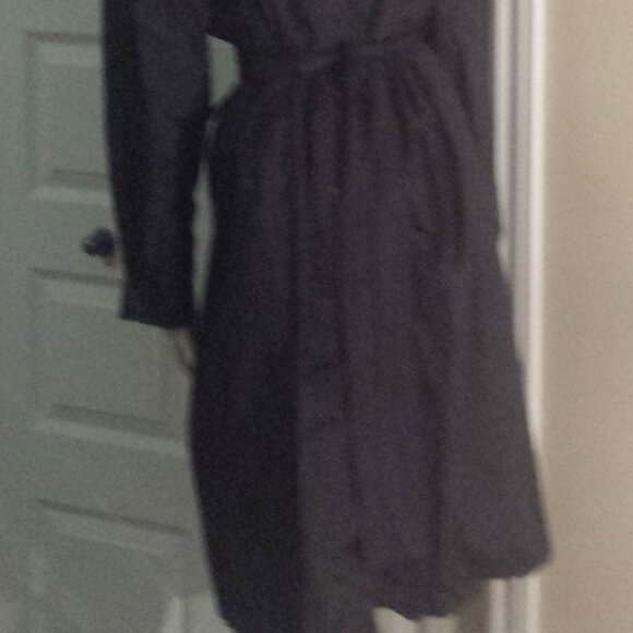 Weather Wise by Betsy B Rubberized Vintage Black Belted Raincoat Puff Shoulder - Picture 10 of 10